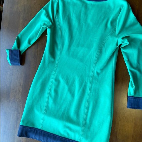 Vineyard Vines Jade Green and Navy Blue Dress, Long Sleeve, A-Line, size 6 - Picture 6 of 10